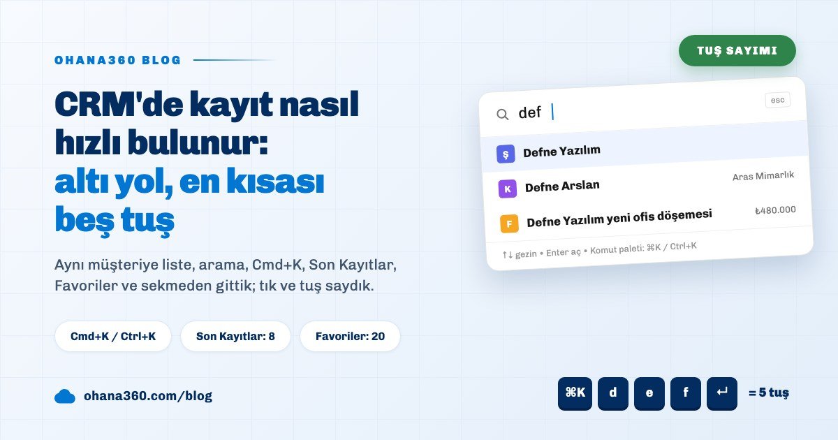 Ohana360 komut paletinde def yazılınca Defne Yazılım şirket kaydının ilk sırada seçili geldiğini gösteren blog kapak görseli