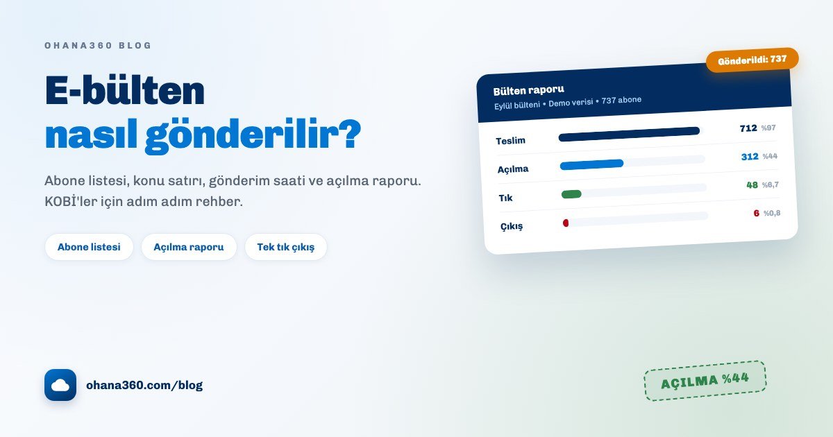 Abone sayısı, açılma ve tık rakamlarını gösteren bir e-bülten gönderim raporu çizimi